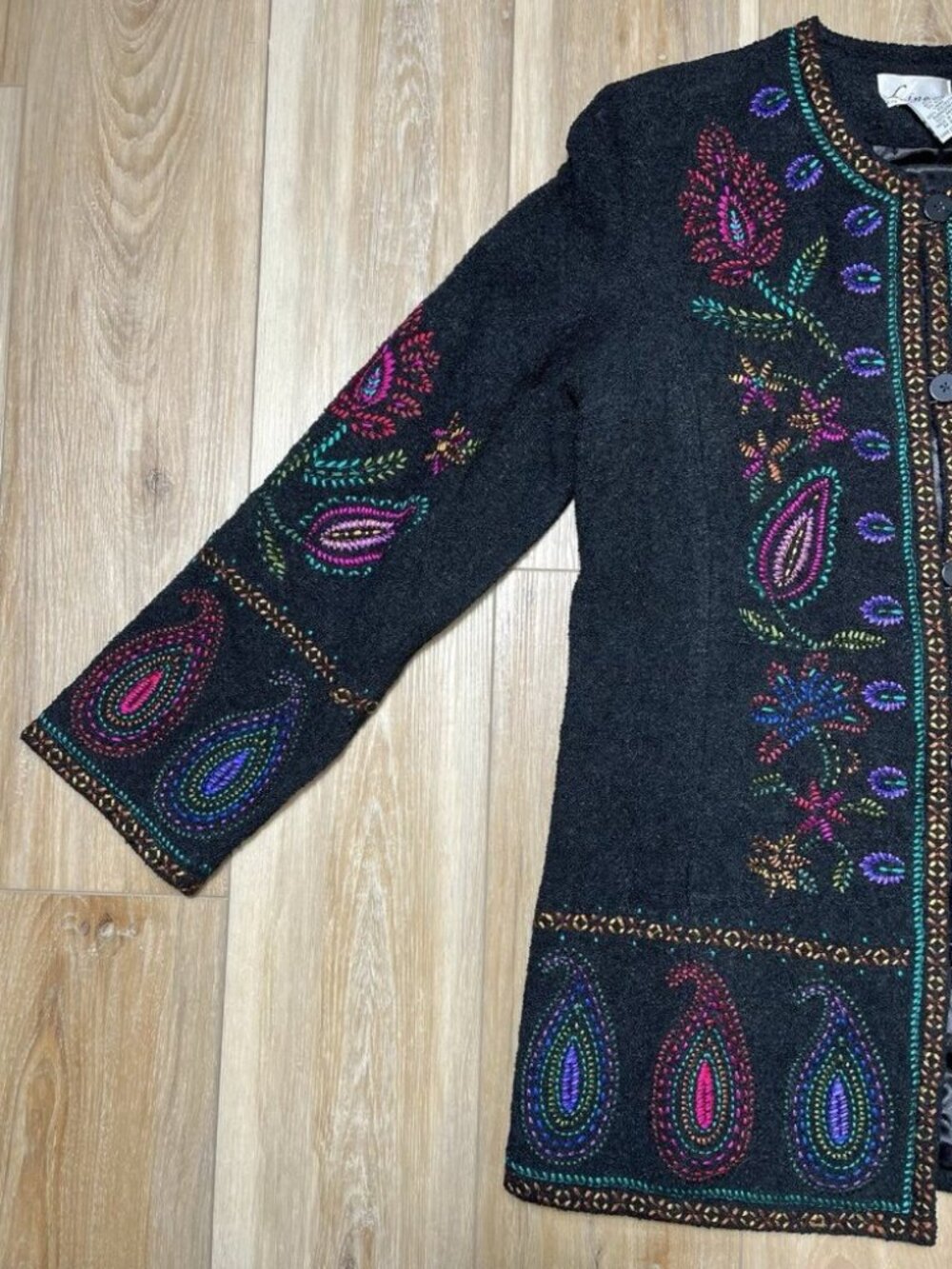 NWT Linea By Louis Dell’Olio Embroidered Wool Blend Cardigan Jacket -Size Medium - Picture 5 of 14